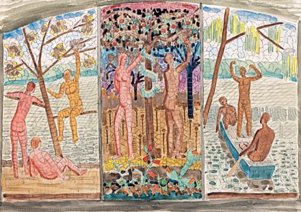 Bor Pál (1889-1982): Háromrészes üvegablak terv, 1970-es évek