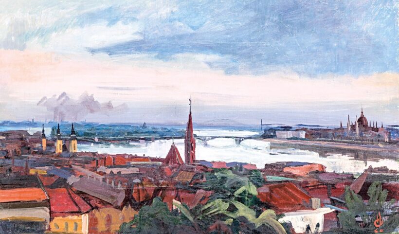 Ősz Dénes (1915-1980): Budapesti látkép a Margit-szigettel, 1960