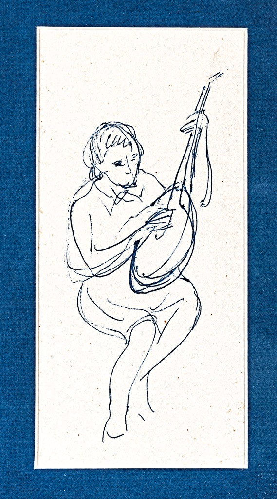 Csernus Tibor (1927-2007): Lanton játszó (tanulmány)