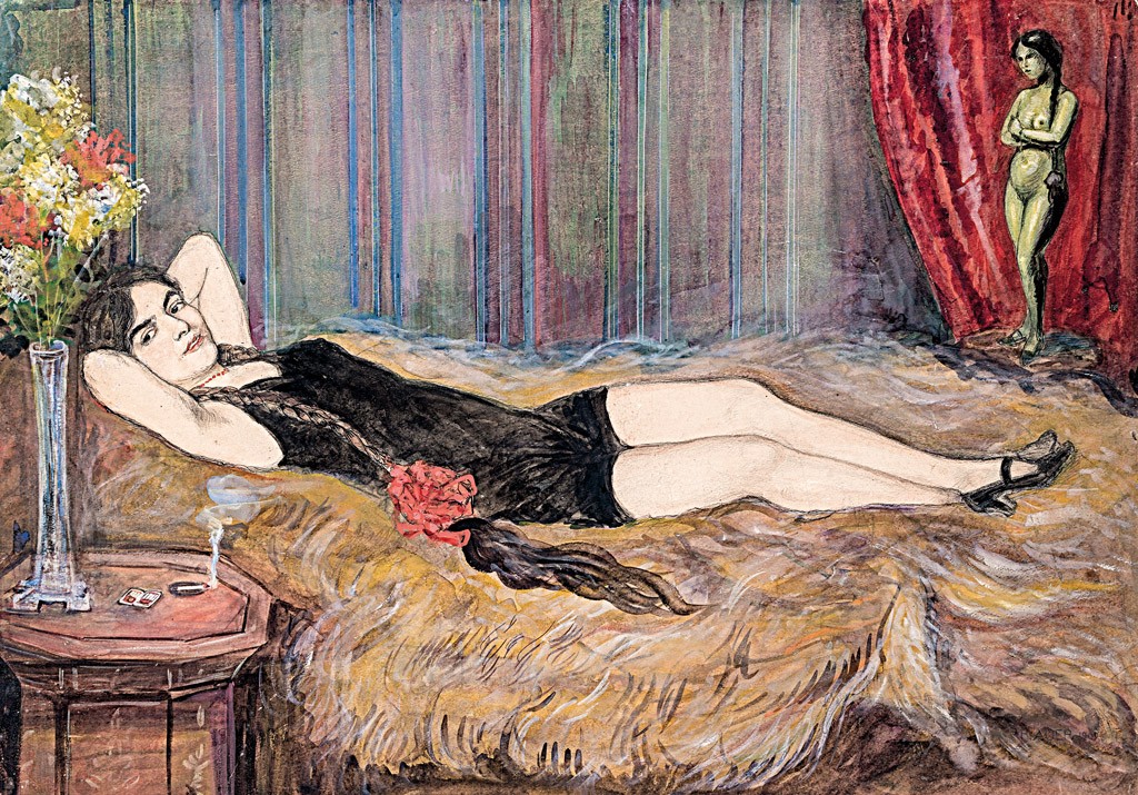 Auer, R. jelzéssel: Pamlagon fekvő lány, 1909