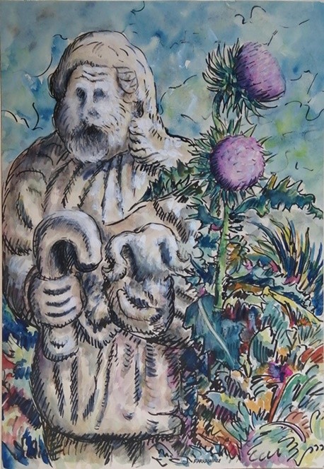 FARKASHÁZY MIKLÓS (1895-1964) Szobor tavaszi virággal