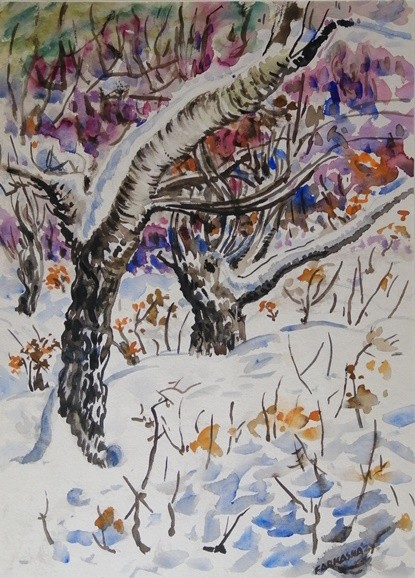 FARKASHÁZY MIKLÓS (1895-1964) Lila téli ragyogás