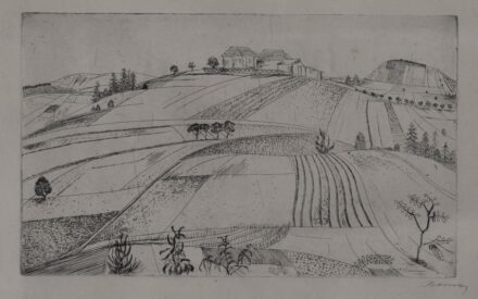 Barcsay Jenő (1900 - 1988): Dombos tájkép, 1950-es évek