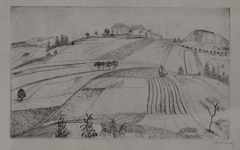 Barcsay Jenő (1900 - 1988): Dombos tájkép, 1950-es évek