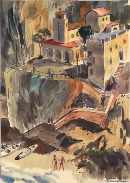 Gebhardt Béla (1901 - 1990): "Sziklás táj" - strand Itáliában