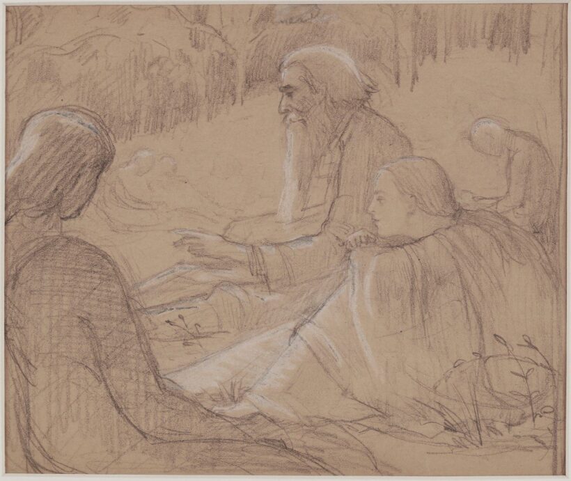 Kacziány Aladár (1887 - 1978): Freskóvázlat/ Mesélő öregember