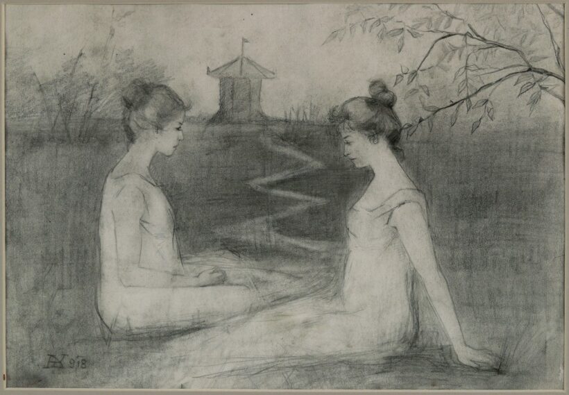Körösfői Kriesch Aladár (1863 - 1920): Lányok a (gödöllői) kertben