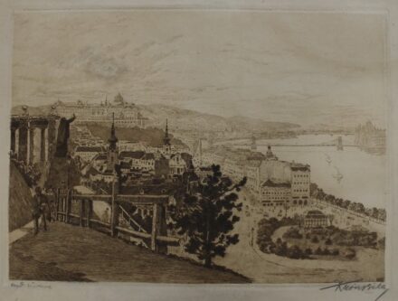 Kron Béla (1884 - 1965): Látkép a Gellért-hegyről, 1913