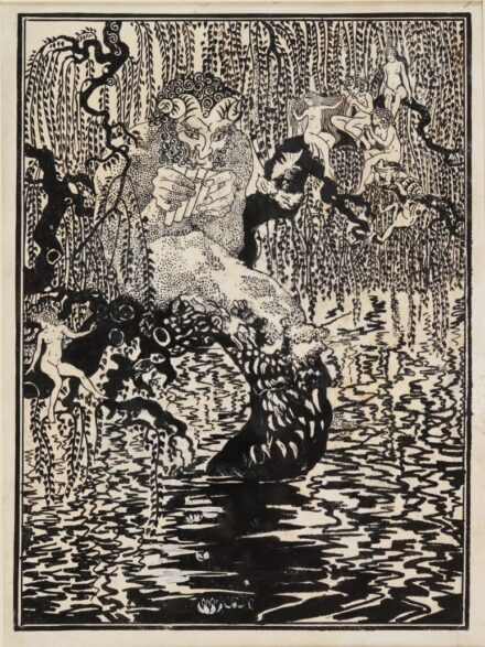 Muhits Sándor (1882 - 1956): Pánsípon játszó faun (lánya igazolásával)