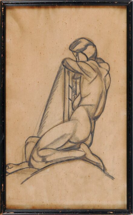 Perlrott Csaba Vilmos (1880 - 1955): Ülő lányakt hátulról, 1920 körül