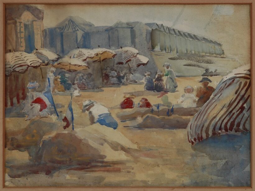 Wámossyné Eleöd Carola (1873 - 1962): Tengerpart (h.oldalon 1912-es pozsonyi kiállítási raglap)