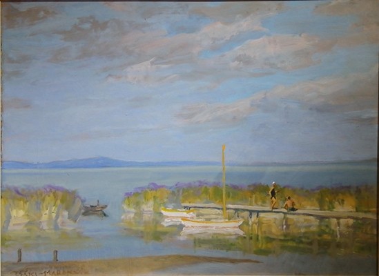 CSÁKI-MARONYÁK JÓZSEF (1910-2002) Balatoni stégen
