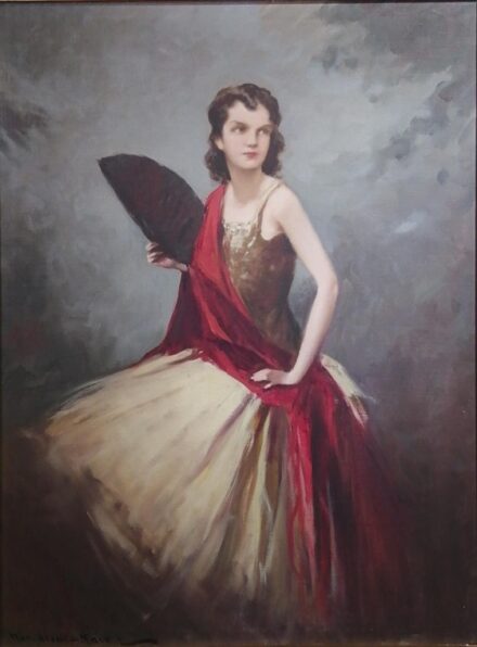 KOMÁROMI KACZ ENDRE (1880-1969) Női portré legyezővel
