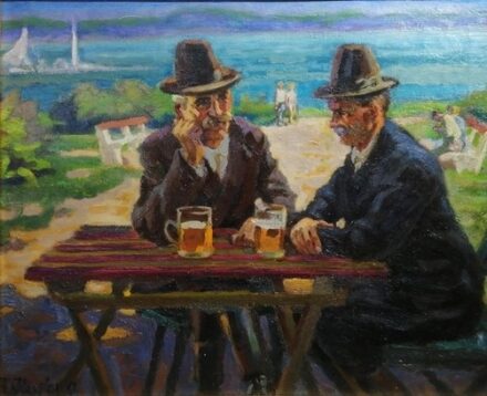 FELEKINÉ GÁSPÁR ANNI (1902-1992) Söröző gulyások 1957