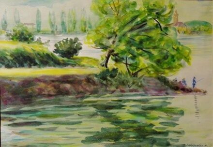 FARKASHÁZY MIKLÓS (1895-1964) Reggel a Dunán