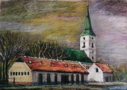 TAVASZY NOÉMI (1927-2018) Falu részlet Tarpa