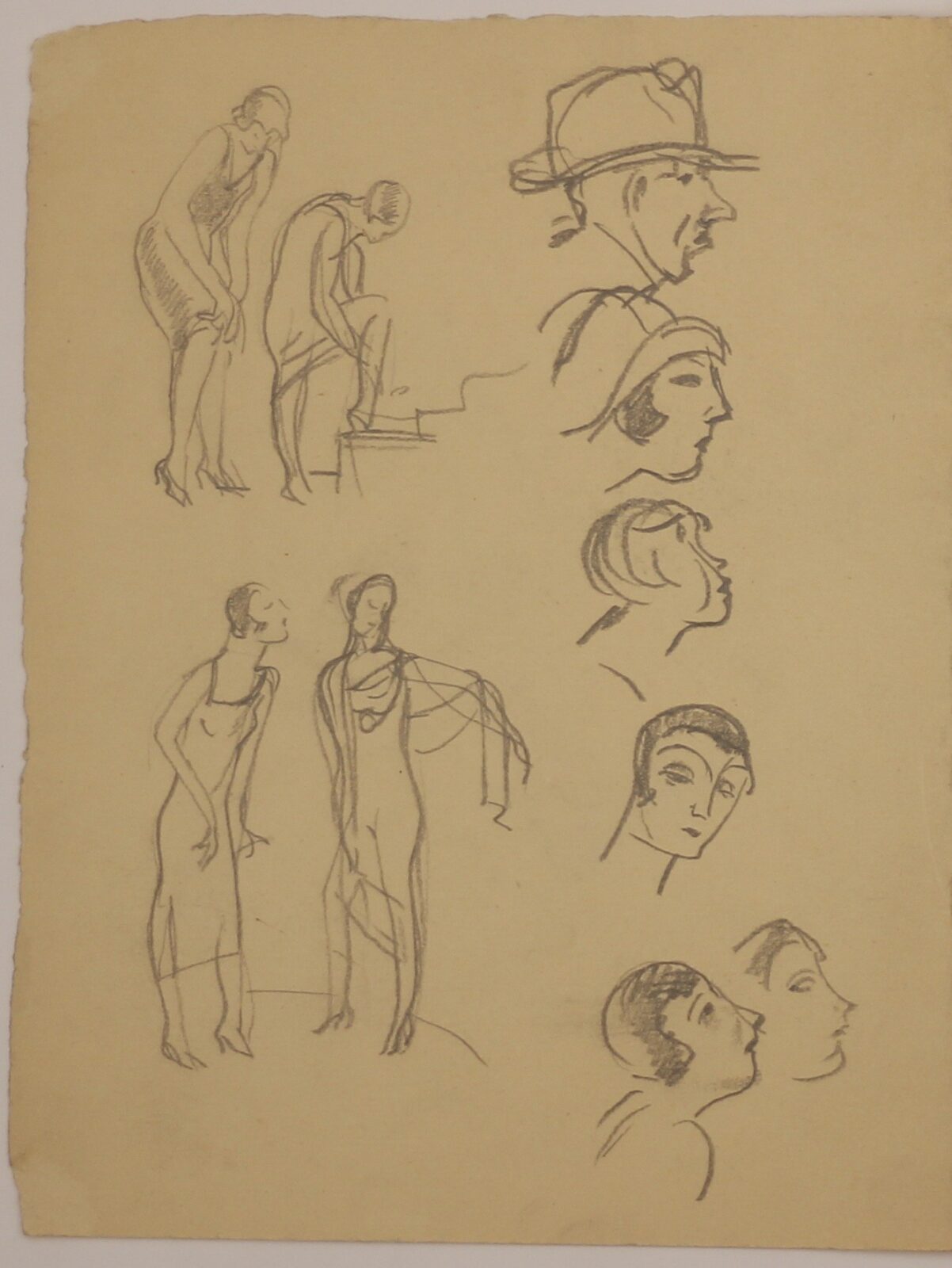 Csabai Ékes Lajos (1896 - 1944): Vázlatrajzok/kihajtva a hátoldalán Női akt