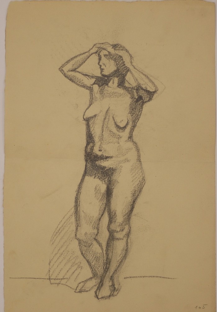 Csabai Ékes Lajos (1896 - 1944): Vázlatrajzok/kihajtva a hátoldalán Női akt - Image 2