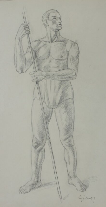 Gábor Jenő (1893 - 1968): Férfi gerellyel, 1940 körül