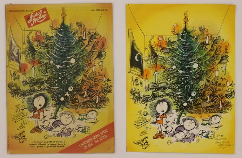 Sajdik Ferenc (1930): Karácsony, a Ludas Matyi 1980.december 18-i számának borítórajza + az újság - Image 2