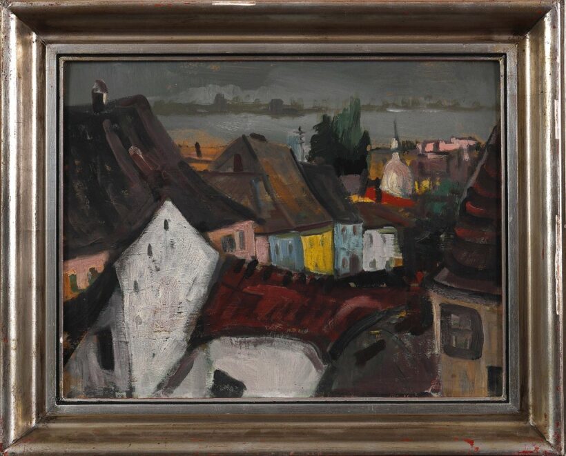 Bornemisza László (1916 - 1995): Színes házak a folyóparton