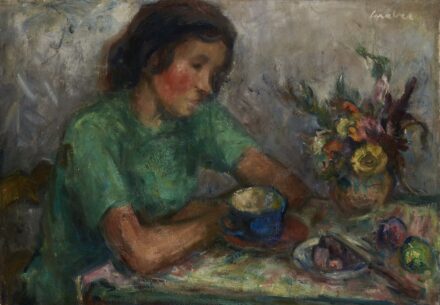 Gráber Margit (1896 - 1993): Lány reggelizőasztalnál