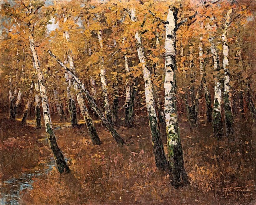 Kézdi Kovács László (Pusztaalsócikola, 1864 - Budapest, 1942): Őszi nyírfaerdő, 1909