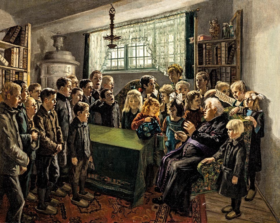 Német festő, 19. sz. vége : Vasárnapi iskola