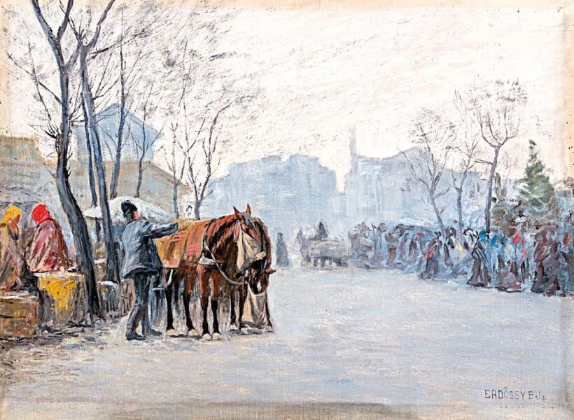 Erdőssy Béla (Ekel, 1871 - Budapest, 1928): "Karácsonyi vásár az Orczi téren"