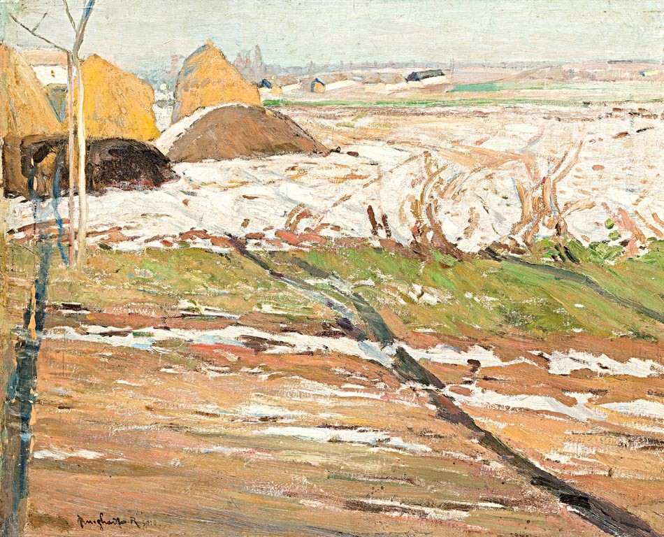 Burghardt Rezső (Zsombolya, 1884 - Budapest, 1963): Hóolvadás, 1910