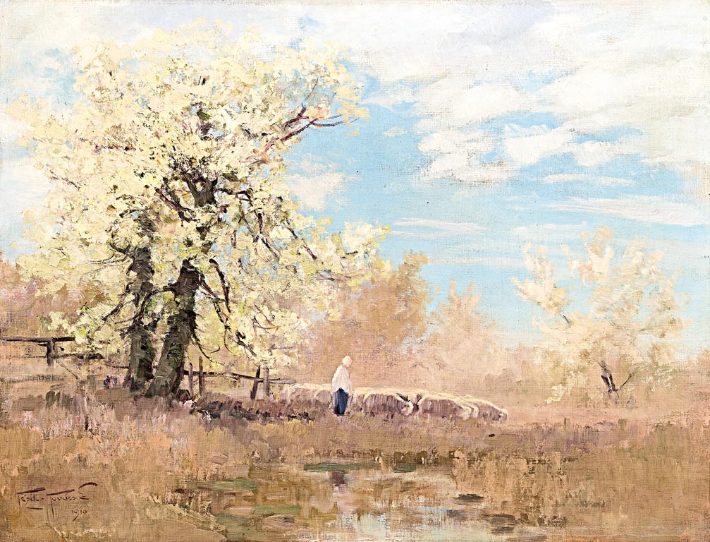 Kézdi Kovács László (Pusztaalsócikola, 1864 - Budapest, 1942): "Tavasz" (Tavaszi birkaterelés),1910