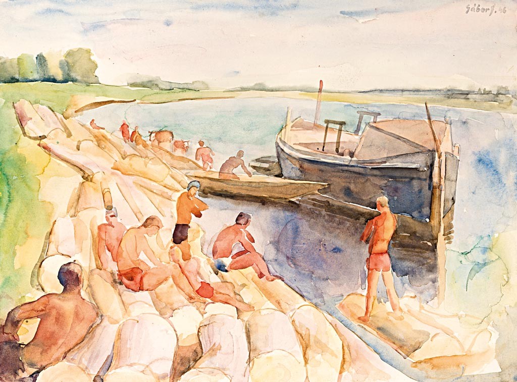 Gábor Jenő (Pécs, 1893 - Pécs, 1968): Vízparton, 1946