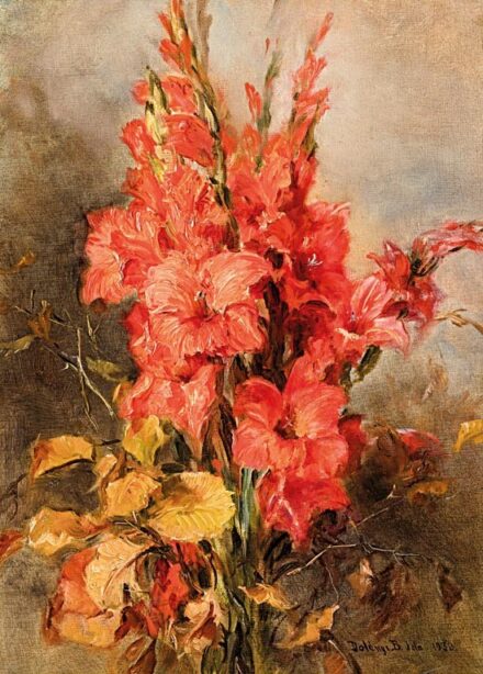 Benczúr Ida, Dolányi (München, 1876 - Budapest, 1970): Vörös kardvirágok,1930
