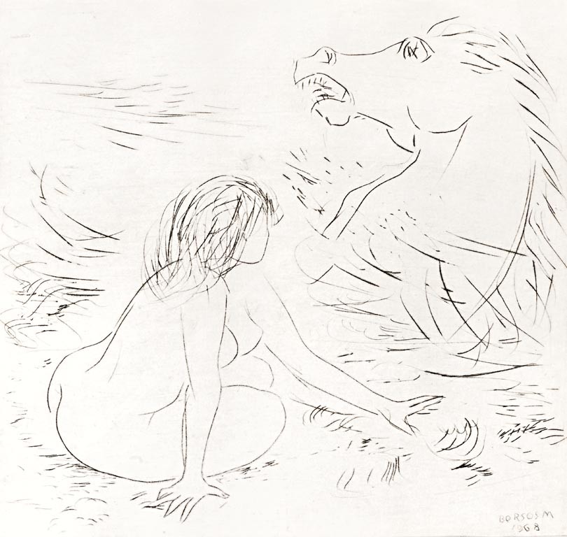 Borsos Miklós (Nagyszeben, 1906 - Budapest, 1990): Akt és ló, 1968