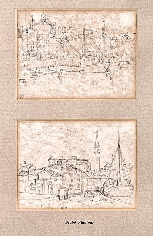 Szabó Vladimir (Balassagyarmat, 1905 - Budapest, 1991): "Piran",1965 ( 2 db)