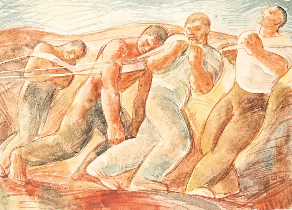 Gábor Jenő (Pécs, 1893 - Pécs, 1968): Hajóvontatók, 1947