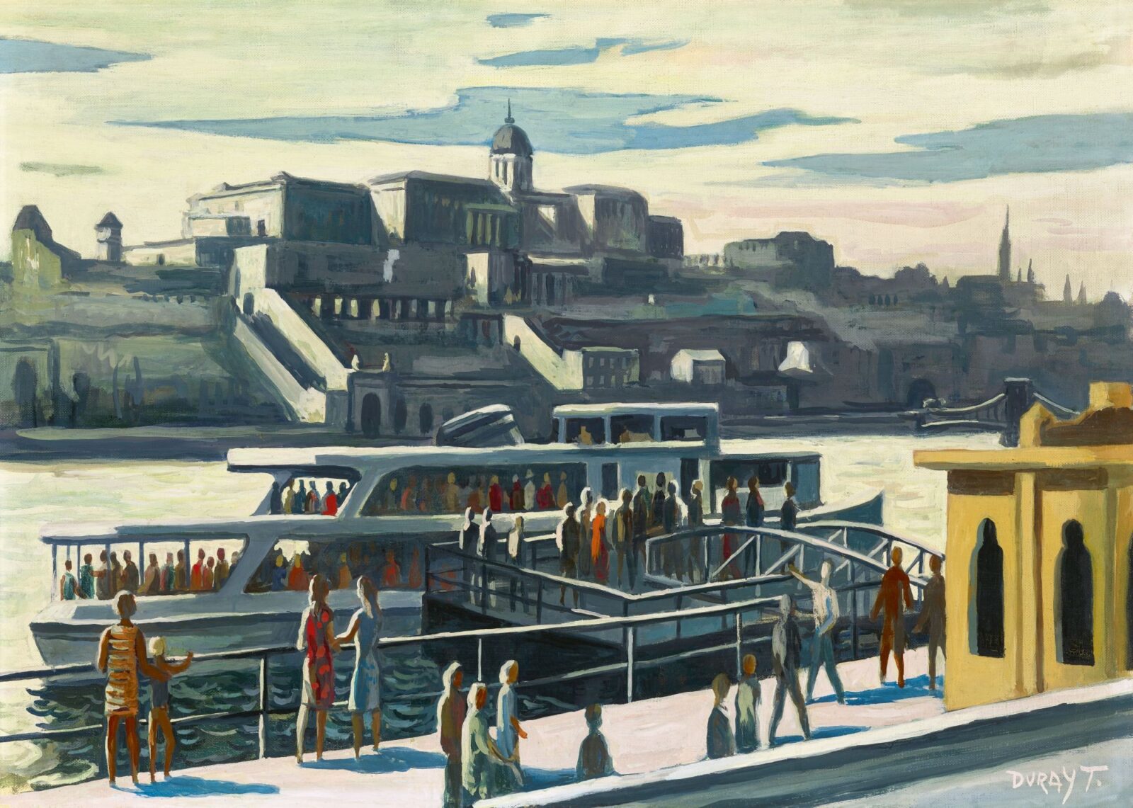 Duray Tibor: Dunaparton (A Vigadó tér háttérben a Budai várral), 1960-as évek