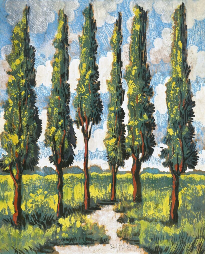 Scheiber Hugó: Fák bárányfelhős égbolttal, 1930-as évek