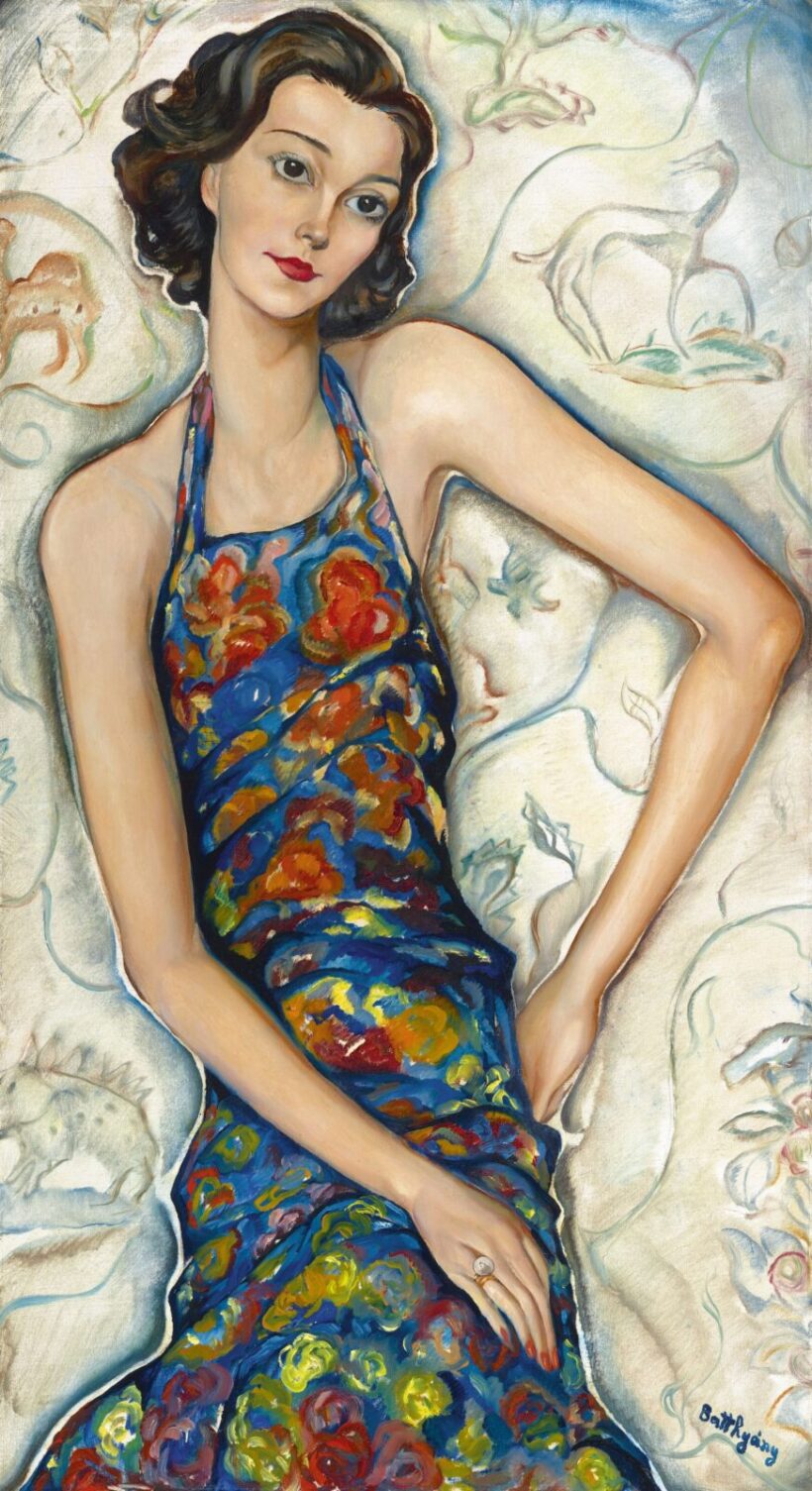 Batthyány Gyula: Fiatal lány virágos ruhában (Friderika Veith), 1930-as évek közepe