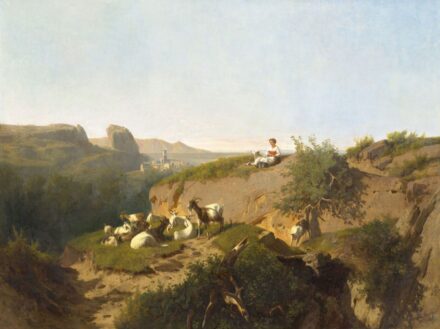 Markó András: Itáliai tengerparti táj pásztorlánnyal, 1872