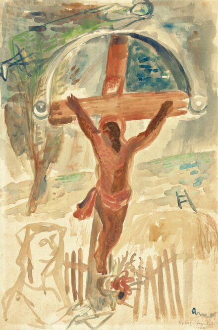Ámos Imre: Feszület felett repülő (Izbégi feszület), 1940