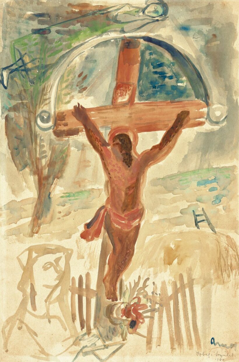 Ámos Imre: Feszület felett repülő (Izbégi feszület), 1940