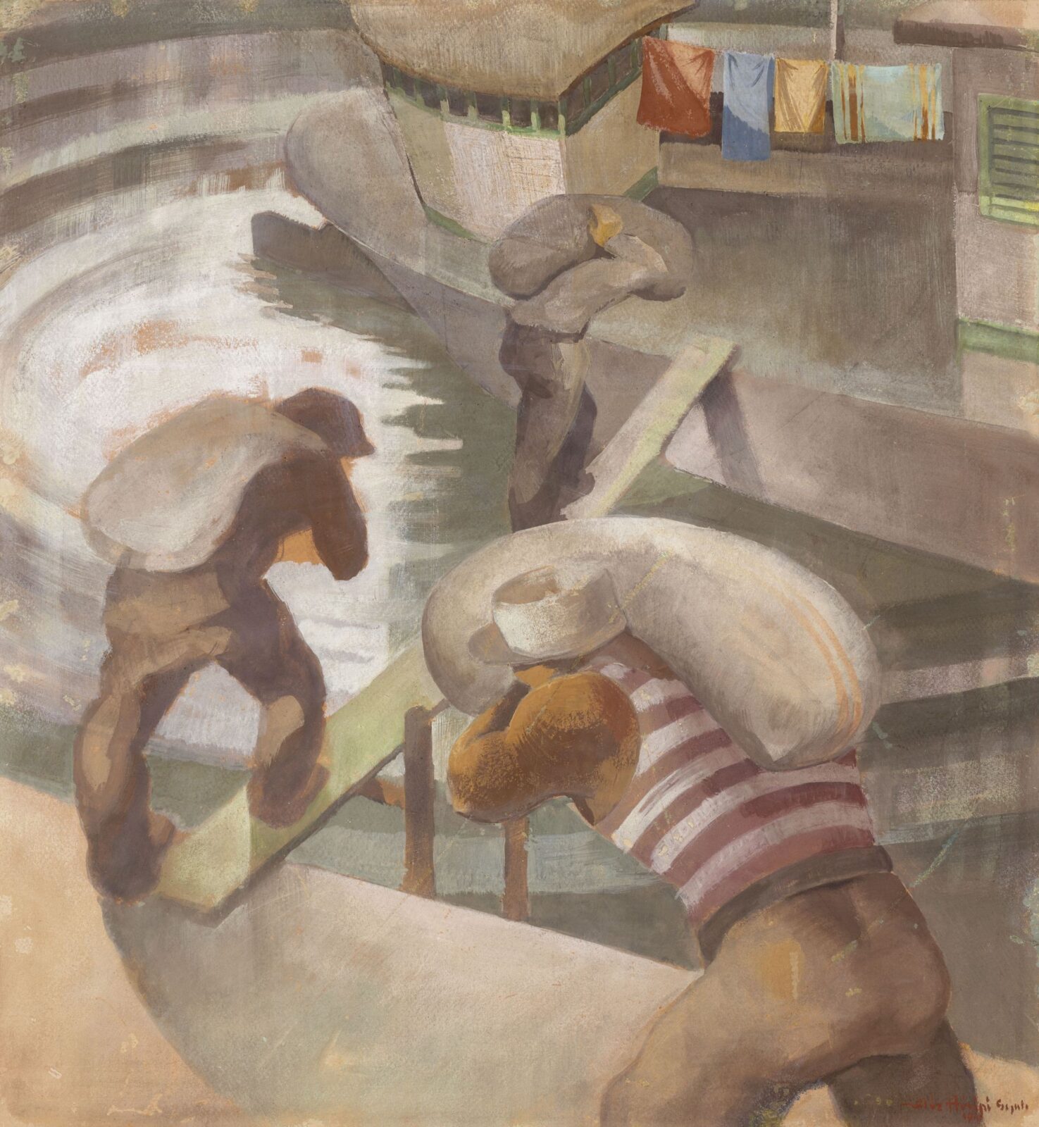 Hiripi Gyula: Dunaparton (Kikötői munkások), 1945