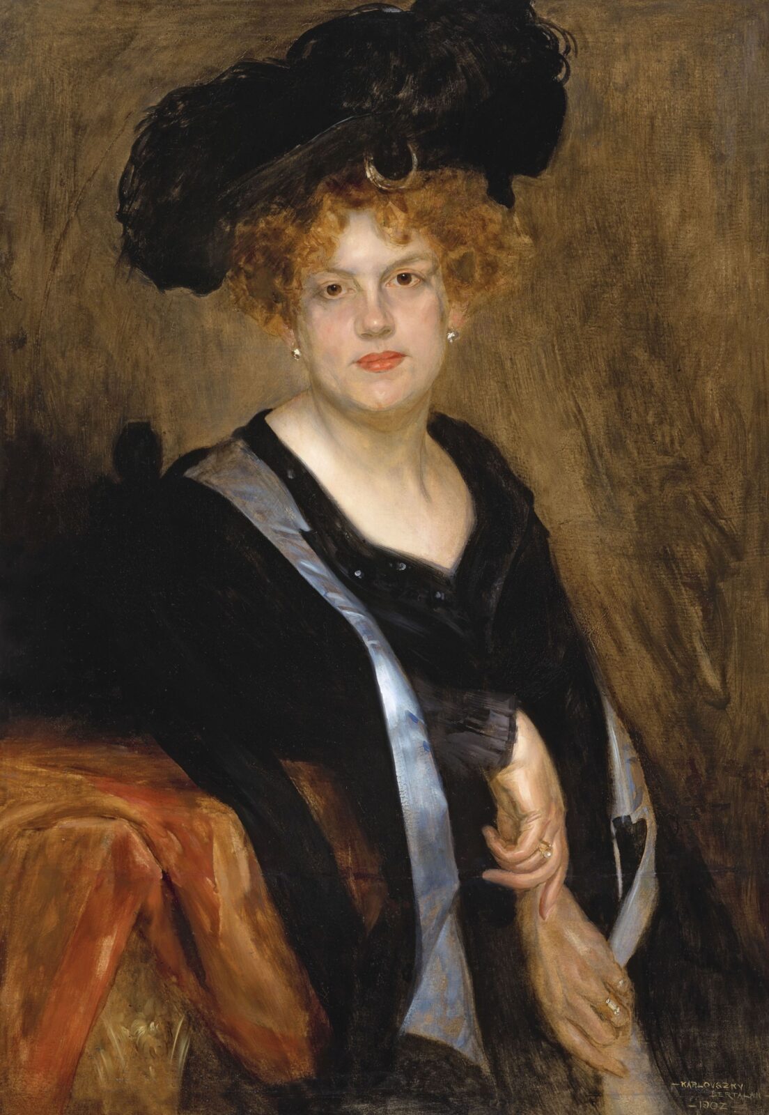 Karlovszky Bertalan: Vöröshajú hölgy kalapban
