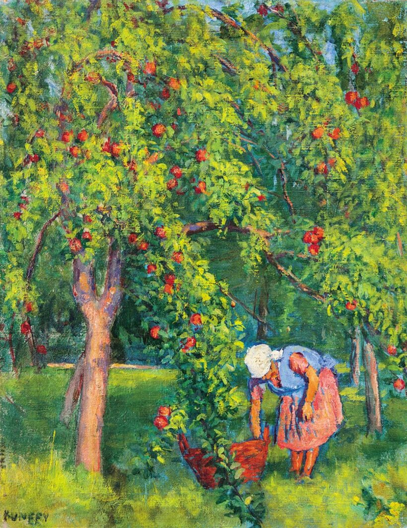 Kunffy Lajos (1869-1962): Gyümölcsösben