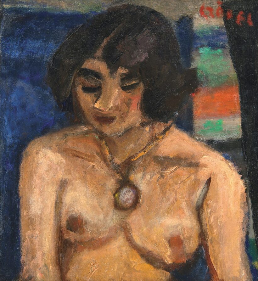Czóbel Béla (1883-1976): Női akt medalionnal, 1930 körül