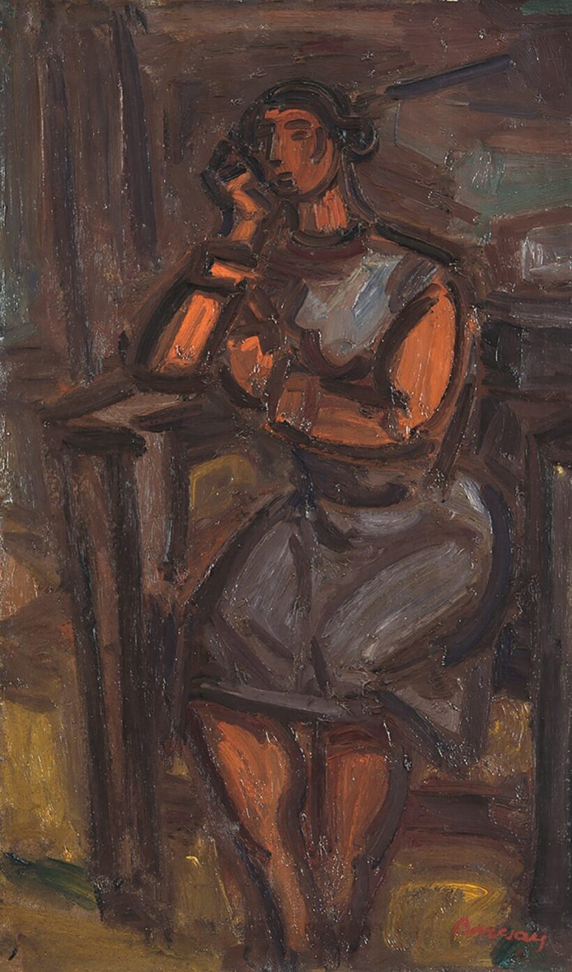 Barcsay Jenő (1900-1988): Könyöklő nő, 1937 körül