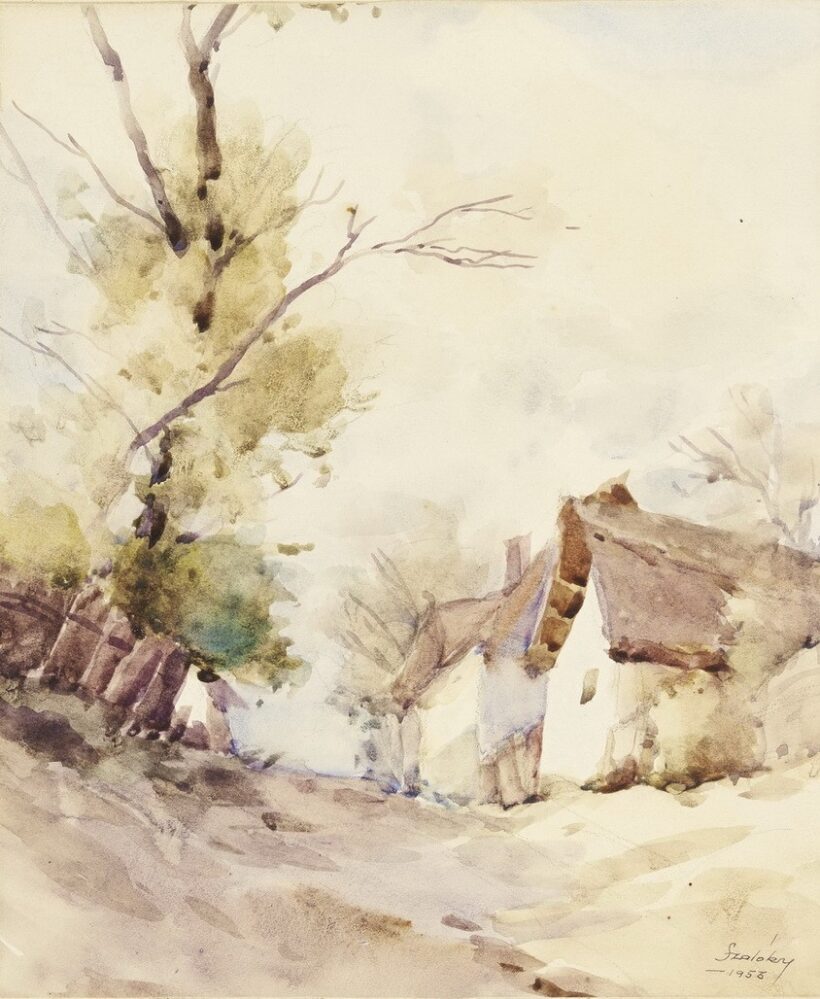 Szalóky Sándor (1921 - 1978): Falusi utca, 1958