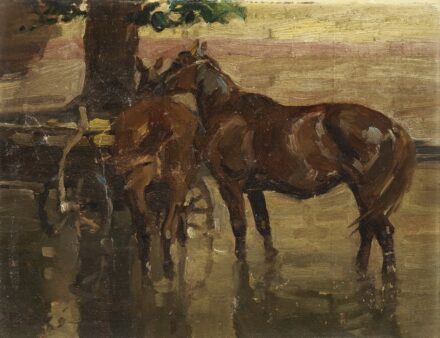 Juszkó Béla (1877 - 1969): Szekérből kifogott lovak