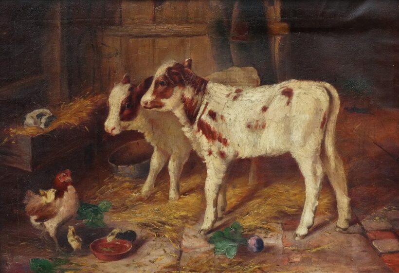Német festő, 19.sz.vége, Istállóban